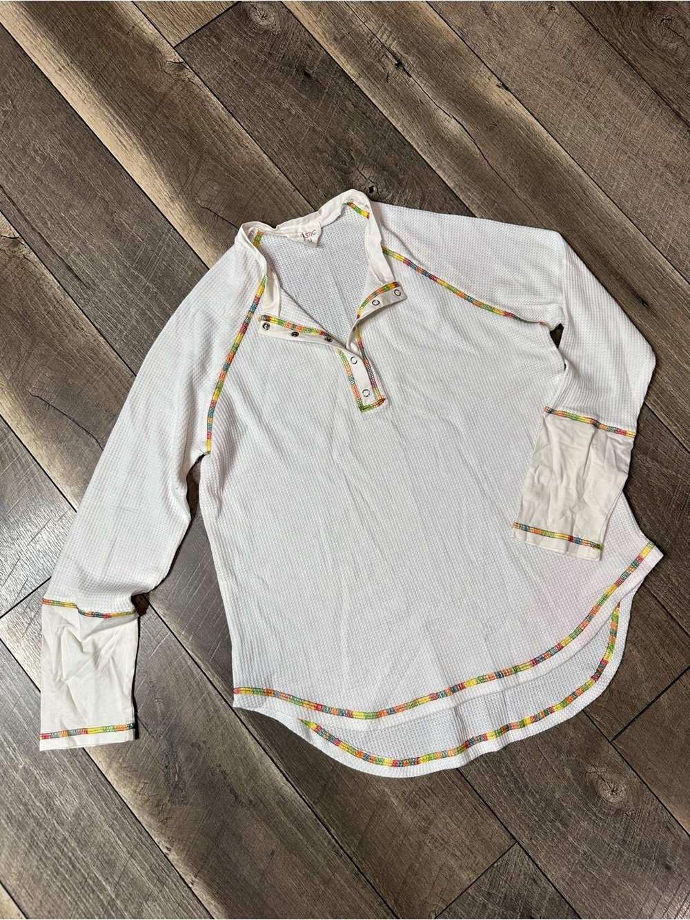 Fantastic Fawn Rainbow Thread Waffleknit Long Sleeve Top